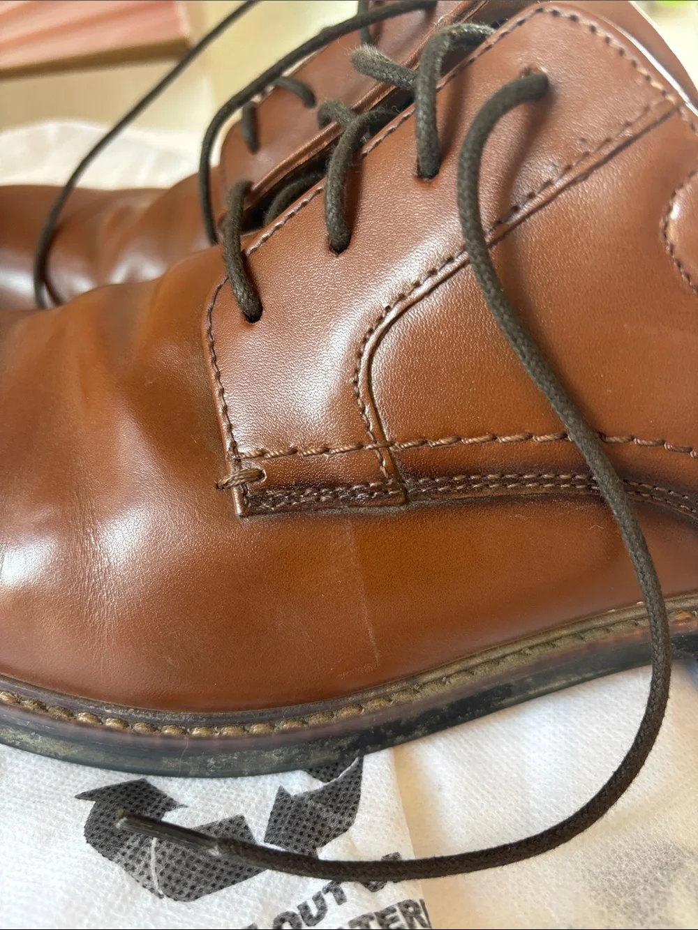 Men's Cognac Leather Derby Shoes